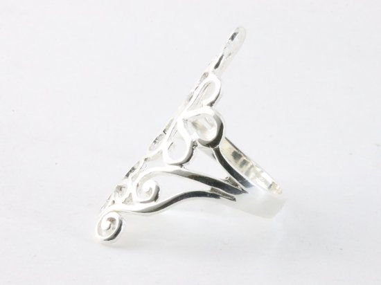 Langwerpige opengewerkte zilveren ring afbeelding 2