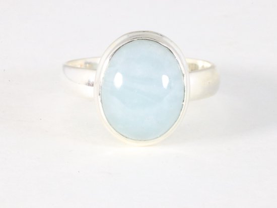 Hoogglans zilveren ring met aquamarijn afbeelding 4