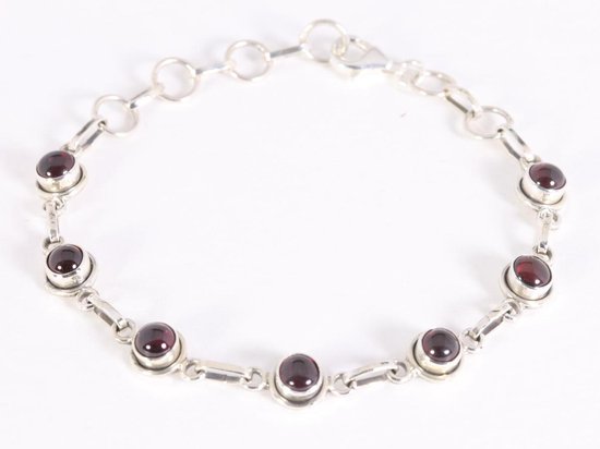 Fijne zilveren armband met granaat afbeelding 1