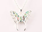 Zilveren vlinder hanger met abalone schelp aan jasseron ketting afbeelding 4