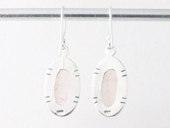Zilveren oorbellen met rozenkwarts afbeelding 3