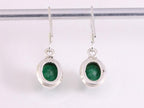 Fijne ovale zilveren oorbellen met smaragd afbeelding 3