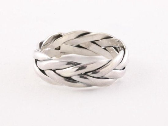 Gevlochten zilveren ring afbeelding 1