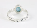 Fijne bewerkte zilveren ring met larimar afbeelding 3