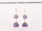 Zilveren oorbellen met amethist bolletjes en zoetwater parel afbeelding 3