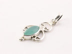 Fijne opengewerkte zilveren hanger met aqua chalcedoon aan ketting afbeelding 2