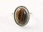 Bewerkte ovale zilveren ring met tijgeroog afbeelding 4
