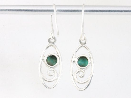 Fijne opengewerkte zilveren oorbellen met turkoois afbeelding 3