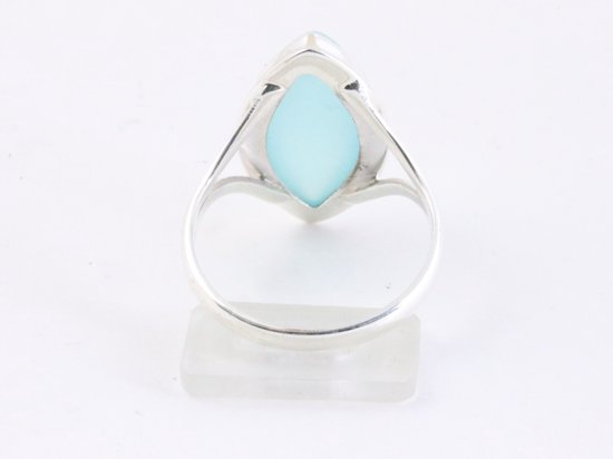 Hoogglans zilveren ring met blauwe chalcedoon afbeelding 3