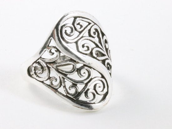 Opengewerkte zilveren ring afbeelding 1