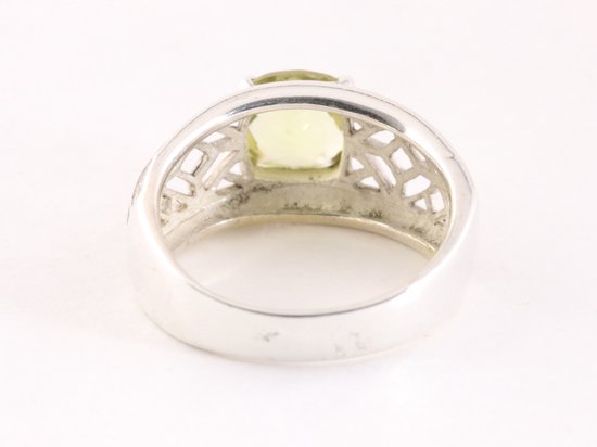 Opengewerkte zilveren ring met lemonkwarts afbeelding 3