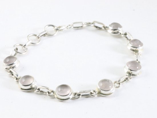 Zilveren armband met rozenkwarts afbeelding 2