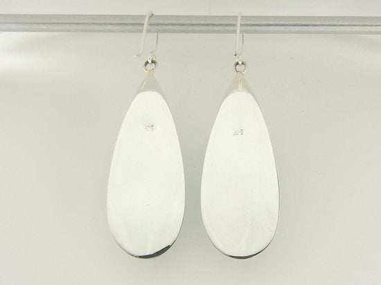 Grote druppelvormige zilveren oorbellen met malachiet afbeelding 2