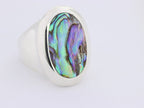 Hoogglans zilveren ring met abalone schelp afbeelding 1