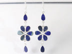 Lange zilveren oorbellen met lapis lazuli afbeelding 3