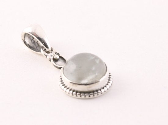 Fijne bewerkte zilveren hanger met rozenkwarts aan ketting afbeelding 2