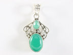 Opengewerkte zilveren hanger met groene onyx afbeelding 4