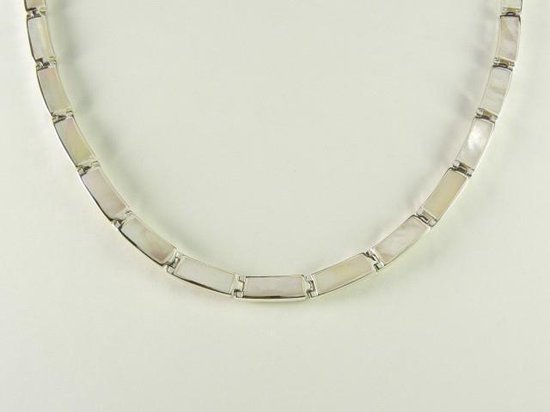 Zilveren collier met parelmoer afbeelding 1