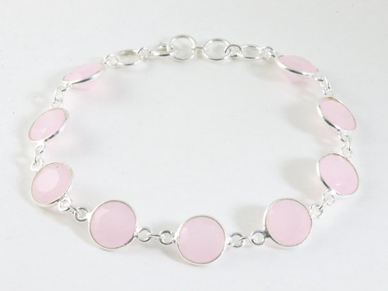 Zilveren armband met rozenkwarts afbeelding 1