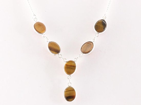 Zilveren ketting met tijgeroog afbeelding 2