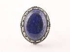 Zware bewerkte zilveren ring met lapis lazuli afbeelding 4