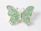 Zilveren vlinder broche met groene parelmoer afbeelding 1