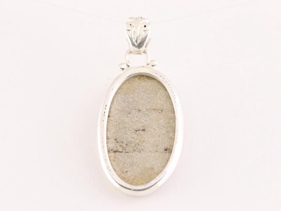 Ovale zilveren hanger met leaf jaspis afbeelding 3
