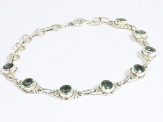 Fijne zilveren armband met groene amethist afbeelding 2