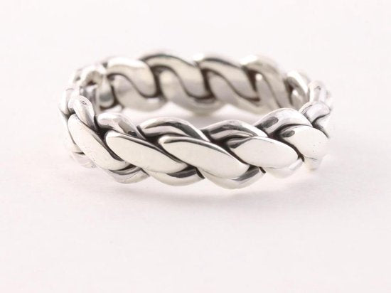 Zware zilveren ring met kabelpatroon afbeelding 1