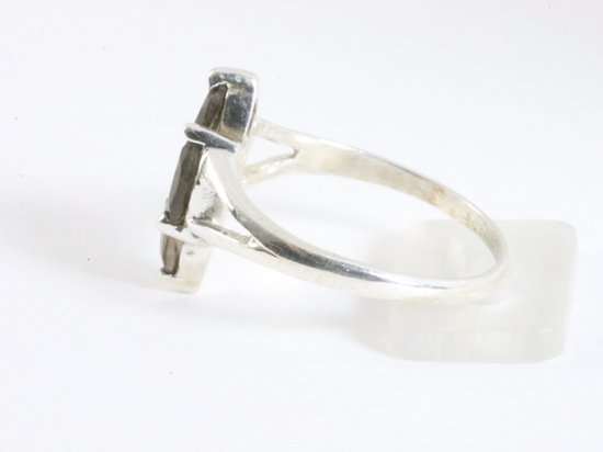 Fijne zilveren ring met rookkwarts afbeelding 2