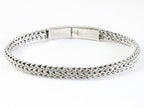 Gevlochten zilveren armband met kliksluiting afbeelding 3