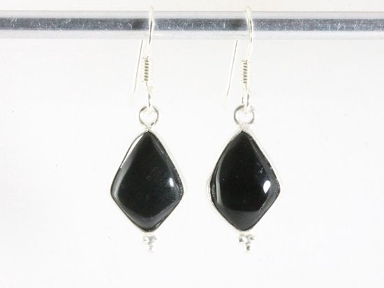 Fijne zilveren oorbellen met onyx afbeelding 3