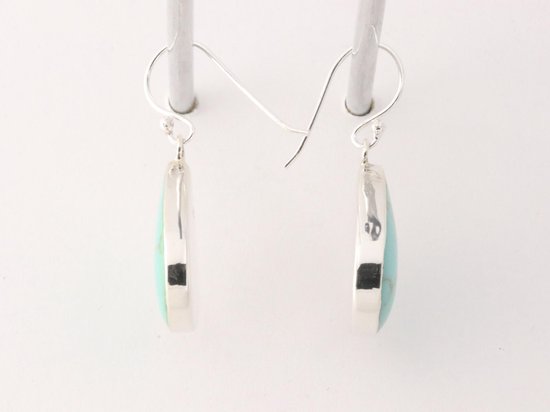 Druppelvormige zilveren oorbellen met groene turkoois afbeelding 4