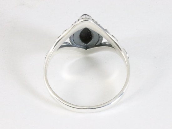 Fijne bewerkte zilveren ring met blauwe zonnesteen afbeelding 3