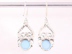 Opengewerkte zilveren oorbellen met blauwe chalcedoon afbeelding 3