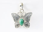 Bewerkte zilveren vlinder hanger met malachiet afbeelding 4