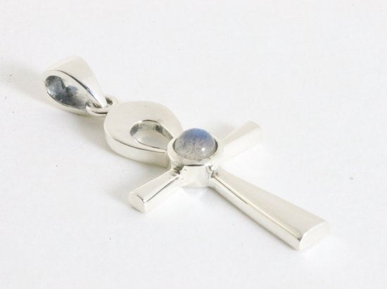Fijne zilveren ankh hanger met labradoriet afbeelding 2