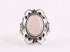 Opengewerkte zilveren ring met rozenkwarts afbeelding 4