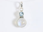 Fijne zilveren hanger met regenboog maansteen en blauwe topaas afbeelding 4