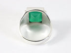 Bewerkte rechthoekige zilveren ring met groene onyx afbeelding 3