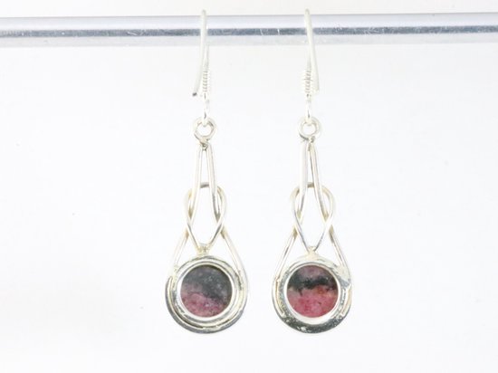 Zilveren oorbellen met rhodoniet afbeelding 3