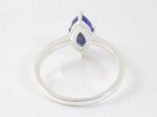 Fijne hoogglans zilveren ring met blauwe saffier afbeelding 3