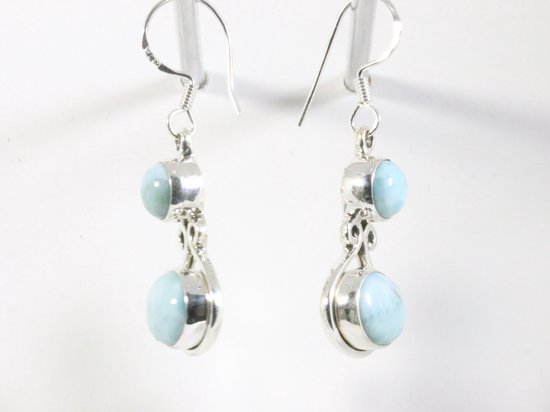 Zilveren oorbellen met larimar afbeelding 2