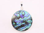 Ronde zilveren hanger met levensbloem op abalone schelp afbeelding 3