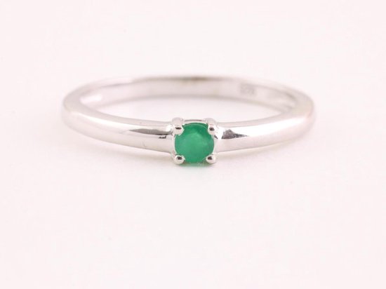 Fijne hoogglans zilveren ring met smaragd afbeelding 4