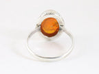 Bewerkte ovale zilveren ring met amber afbeelding 3