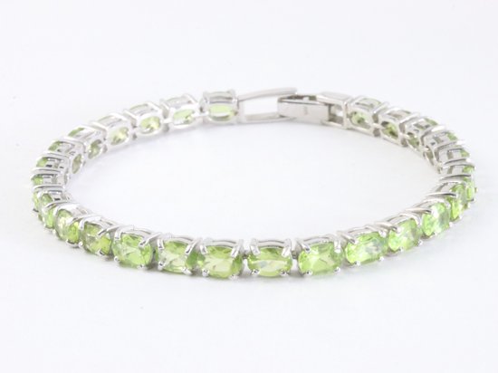 Zilveren tennisarmband met peridoot afbeelding 1