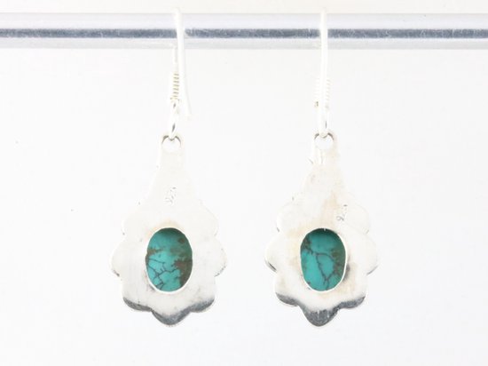 Bewerkte zilveren oorbellen met turkoois afbeelding 2