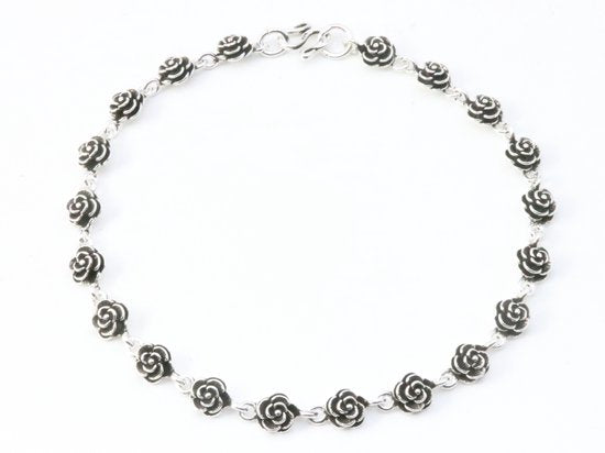 Zilveren enkelband met roosjes afbeelding 1