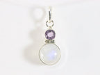 Fijne zilveren hanger met regenboog maansteen en amethist afbeelding 4